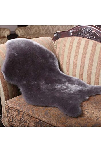 fun zone Generic Super Soft Washable Shiny Bedroom Furry Mat Grey 40x5cm