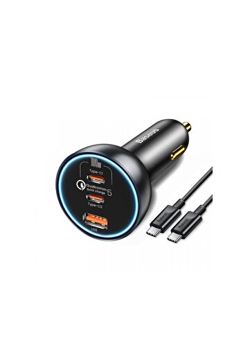 Baseus Qualcomm 160W 3A USB-C Car Charger 1 x USB-A - 2 x USB-C Gray TZCCZM-0G