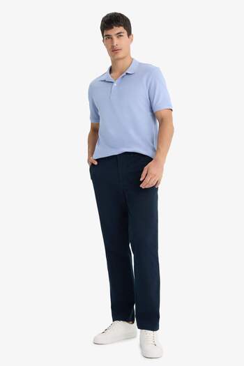 DeFacto 100% Cotton Regular Fit Polo Collar Short Sleeve Basic Plain Pique Fabric T-Shirt C1293Ax25Sp