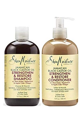Shea Moisture SheaMoisture Set of 2 Transparent Shampoo and Conditioner for Strengthening and Hair Renewal