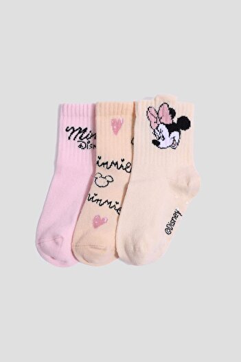 DeFacto Детски дълги памучни чорапи с неплъзгаща се подметка Disney Mickey & Minnie, 3 чифта F6995A5NS