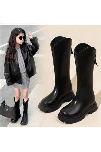 KOKOŞ BEBEK Girl's Black Zippered Boots (Size 32-35)