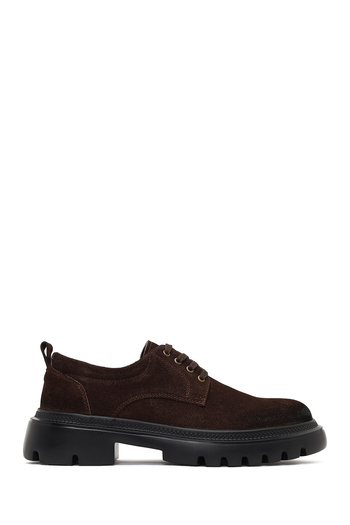 Derimod Men's Brown Lace-Up Thick Soled Suede Leather Casual Shoes 25Wfd701110