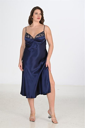 The LOG INVEST 2-Piece Navy Blue Dressing Gown Set Big Size 6228