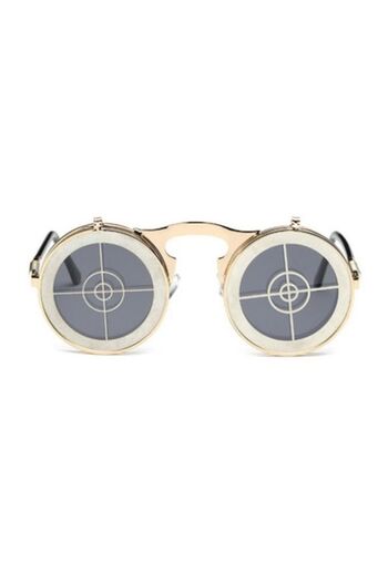 Zamo Ochelari de Soare, Zamo, Steampunk, Flip Flop Bullseye, Protectie UV400, Model Rotund, Rama Aurie, L