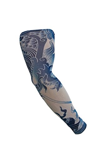 Zamo Maneca Tatuaj, Zamo®, Yakuza Blue, Material Sintetic si Elastic, 39x8cm, Marime Universala