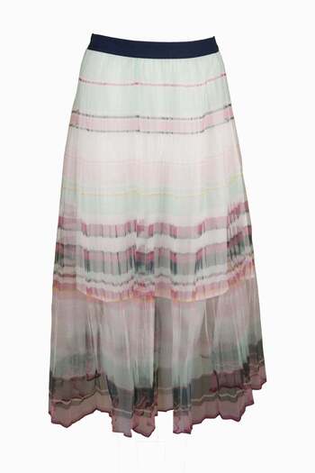 ONLY Iredescence Jersey Stripes Skirt - M, White, 100% polyester