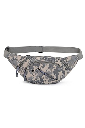 Zamo Sport Waist Bag, Zamo®, Waterproof Material, 4 Zippers, Adjustable Waist, 34x14x8cm, Digital Grey C