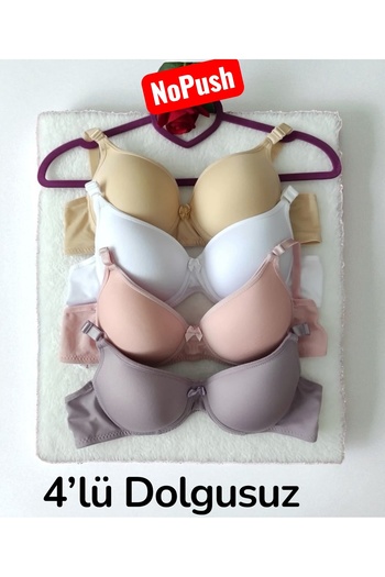 SATTENS Women's Underwire Non-Padding 4-Pack Bra Inner Padding Bra Without Padding 4 Pieces