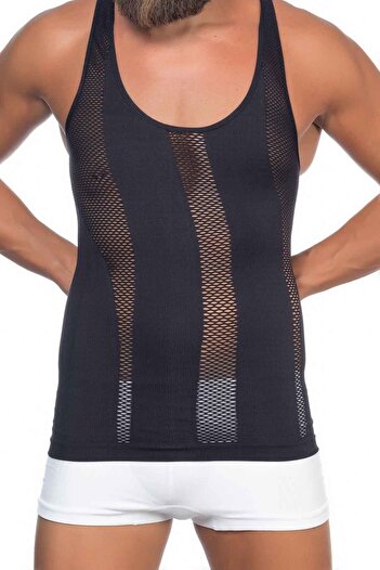 The LOG INVEST Black mı emay e1009 mesh men's corset vest