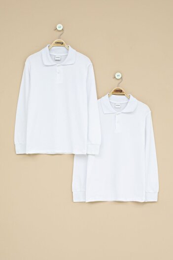 Cansın Mini Girls' Polo Neck Long Sleeve 2-Pack School T-Shirt 22715