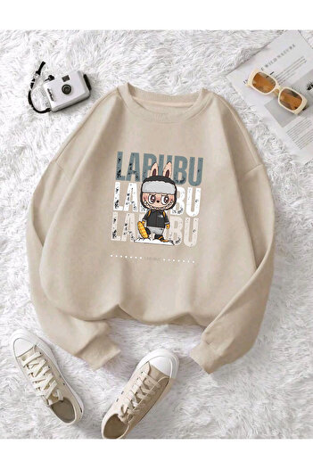 FAVORİST Φούτερ LABUBU Unisex Βαμβακερό με ριγέ