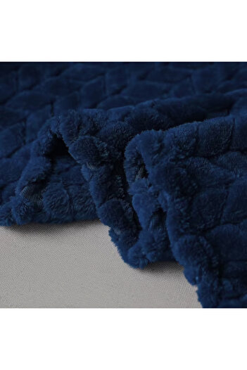 Other Pătură din poliester gofrat bleumarin, 200 x 220 cm, stil modern pentru dormitor.