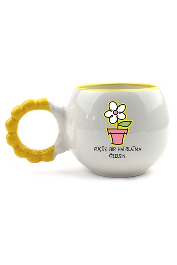 PALTO TASARIM A Little Reminder: You Are Special. Handmade Cream Glossy Puff Mug - Handcrafted Gift Mug Cup