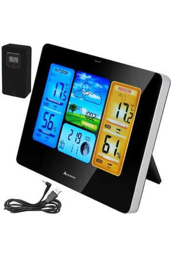 SMARTECH Wireless Weather Station with External Transmitter, Large LCD Screen, Color Display