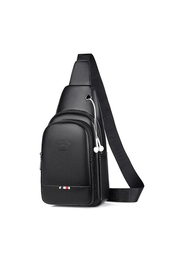 Newish Men's Black Crossbody Shoulder Bag and Portfolio Clutch Shaving Cosmetic Care and Daily Handbag