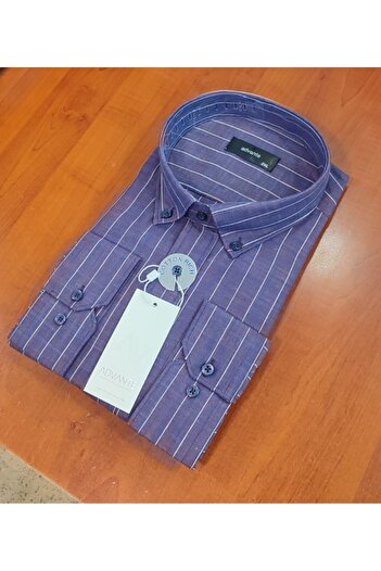 ADVANTE Güncüoğlu 100% Cotton Long Sleeve Pocketed Collar Buttoned Striped Oxford Men's Shirt