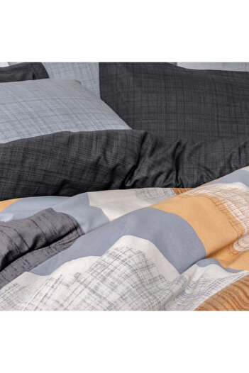 Cotton Box Bedding set 129CTN4490, 100%cotton, 4pc,Duvet200x220,Sheet240x260,Pillow50x70,Gray/orange