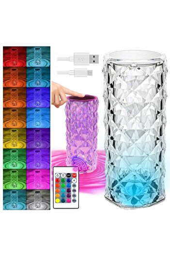 Other Pink Diamond LED Crystal Touch Desk Night Light with Remote Control