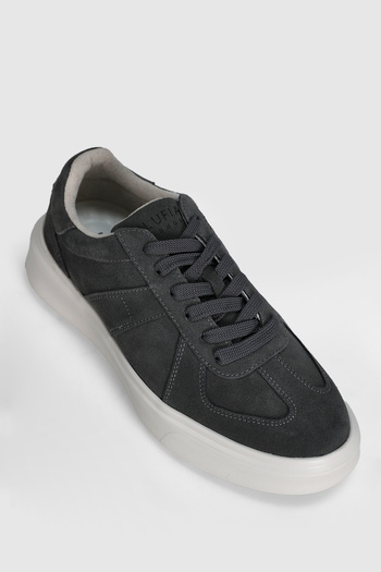 Lufian Jaques Men's Leather Sneaker Shoes Dark Gray