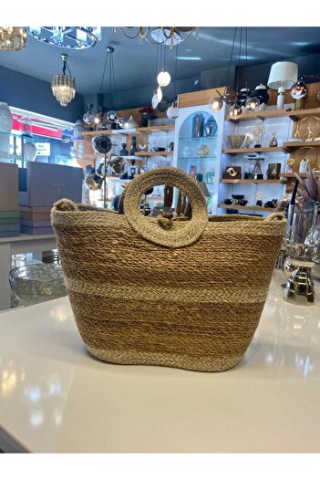 Sever White Beige Wicker Bag 48X20X32Cm