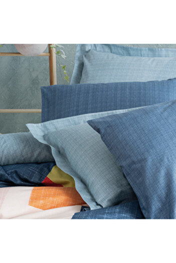 Cotton Box Bedding set 129CTN4405, 100%cotton,4pc,Duvet200x220,Sheet240x260,Pillow 50x70,Blue/orange