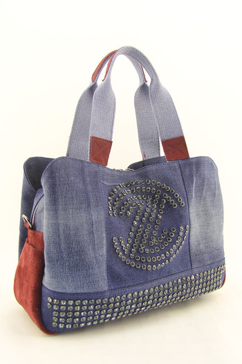 HNB Women's Burgundy Casual Retro Denim Multi-Compartment Shoulder Bag