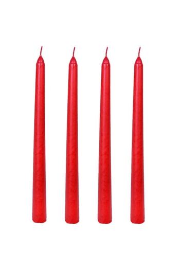 SHOPIENS Set 4 candles for candlestick Shopiens®, red, 25 cm