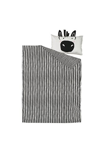 IKEA NATTHÄGER Duvet cover and pillowcase, black white/zebra, 150 x 200/50 x 80 cm