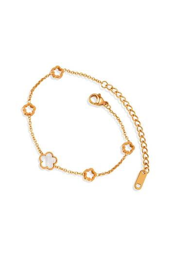 Inovius - Women's Bracelet, Ivory Bloom, 18K Gold Plated Stainless Steel - 87880-0