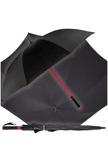 Other Large men's umbrella, durable, waterproof and storm-proof, black and red.
