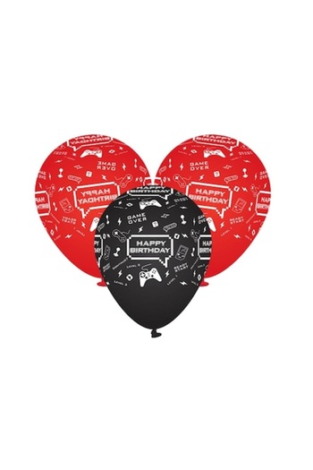 SHOPIENS Set of 10 balloons for children's party Little Gamer Shopiens®, with gaming print, 30 cm