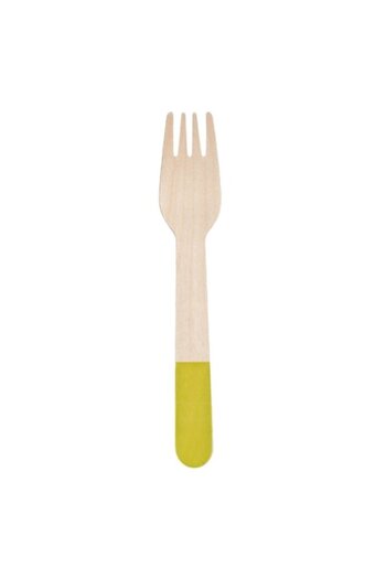 SHOPIENS Set 10 wooden forks Shopiens®, for children's party, with colored handles, 16 cm