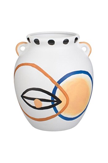 SHOPIENS Vaza Decorativa Dolomita Alba Ø19x22cm Forma Rotunda Manere Modele Colorate Abstract
