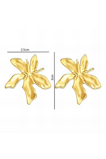 Inovius - Golden Lily Earrings, 18K Gold Plated Steel - 89785-0