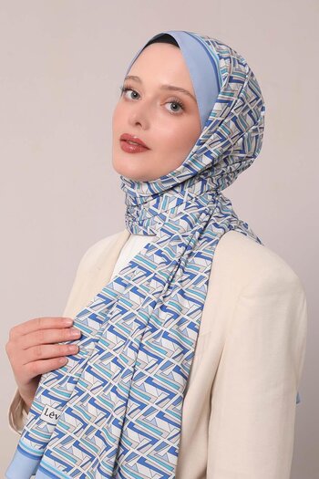 Levidor Μπλε ζιγκ-ζαγκ σχέδιο Club Shawl