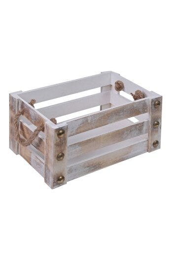 SHOPIENS Ladita Decorativa din Lemn Shopiens® Alb Aurie, 36.5 x 25 x 18 cm