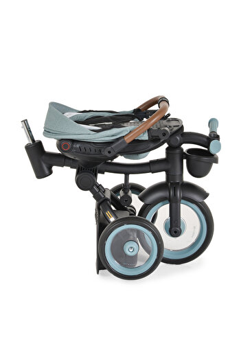 byox Folding Tricycle with Handle, 1-5 Years, Jasper Green, 360 Degree Reversible Seat, Sleeping Position