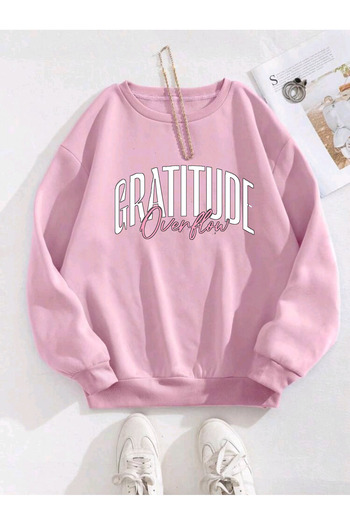 FAVORİST Φούτερ Unisex από βαμβακερό πουλόβερ με στάμπα GRATITUDE OVERFLOW