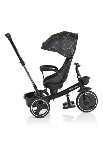 byox Tricycle with handle, Age 1-5 Years, 360° Fusion Black reversible seat, sleeping position