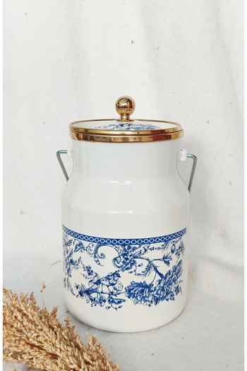 EBRULİEMAYE Blue Blance Enamel Authentic Basin 2 Liters 12 cm Diameter Milk Yogurt Pulses Tea Sugar Basin