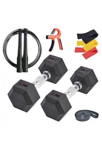Speedmile Set of Steel Dumbbells 2.5 KG Speedmile™, Rubber Coating, Anti-Slip Handle