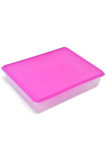 SHOPIENS Transparent Plastic Food Container with Pink Lid, 6 L