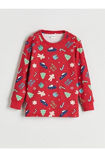 LC Waikiki Crew Neck Christmas Themed Boys' Pajama Set (W5)
