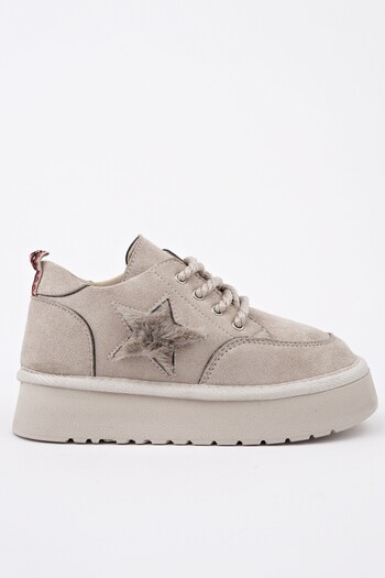 MUGGO Trunks Thick Sole Lace-Up Star Detailed Children's Winter Sneaker Sports Shoes