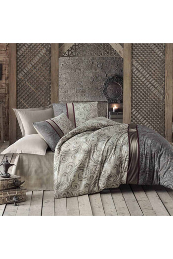 Victoria bedding 121VCT2495,65%cotton,35%poly,4pc,Duvet200x220,Sheet220x240,Pillow50x70x2,Gray/beige