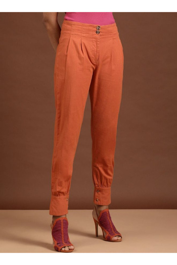 Freehand By Styli Women Orange Tapered Fit Solid Pants