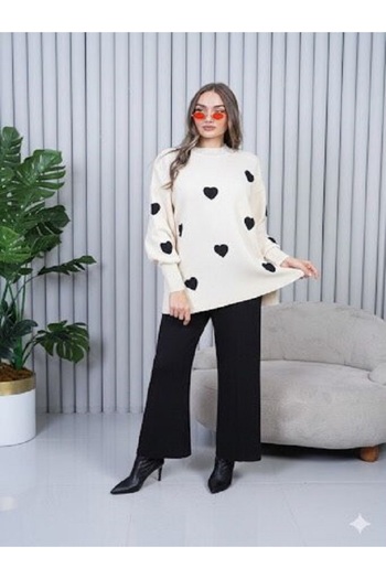 melita Women's Knitwear Heart Tunic with Pants Knitted Bottom Top Set New Season