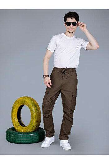 Fort Collins By Styli Men Solid Cargo Pants with Drawstring