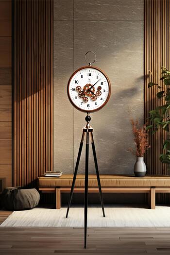 VOGUE VENUE Premium Vintage Tripod Foot Clock Adjustable Wooden Stand Antique Style Decorative Standing Clock